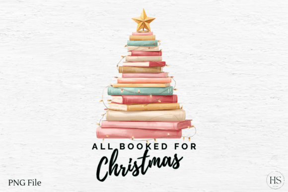 All Booked for Christmas Illustrations: Festive Graphic Design Asset for Local Business Branding