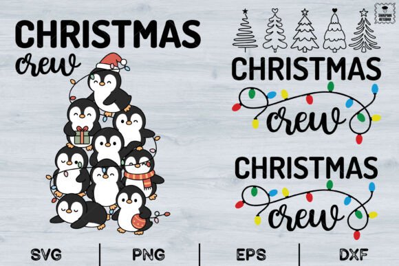 Christmas Crew, Penguin Tree SVG: A Festive Illustration for Creative Projects