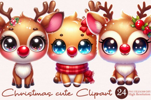 Christmas Cute Clipart PNG for Embroidery Projects