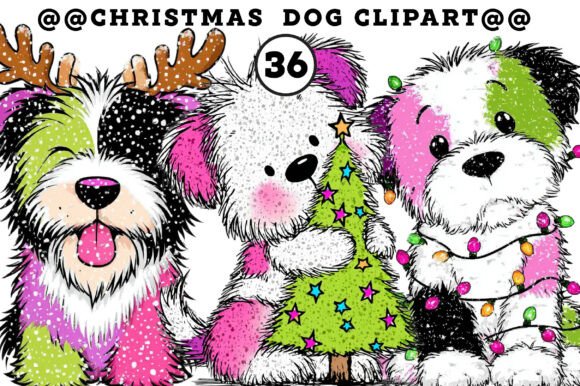 Christmas Dog Clip-art Review for Branding and Illustrations