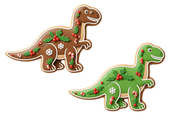 Christmas Gingerbread Dino T-Rex Illustration for Content Creators