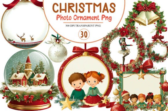 Christmas Photo Ornament Png: A Festive Illustration Asset for Design Projects
