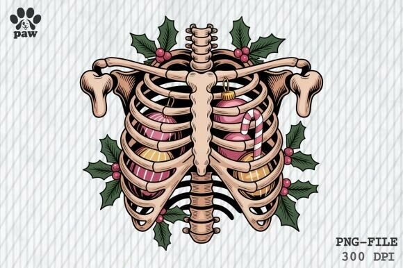 Christmas Skeleton Png, Ribcage Png: A Unique Illustration for Seasonal Design Projects
