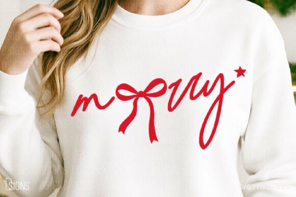 Christmas SVG Merry Bow Line Art Png: A Festive Illustration for Local Business Branding