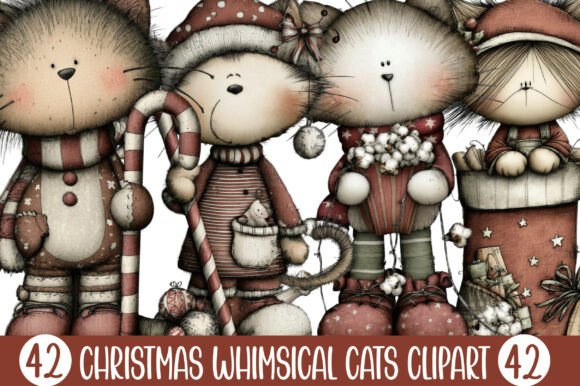 Christmas Whimsical Cats Clipart: A Versatile Illustration for Content Creators
