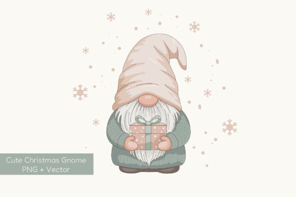 Cute Christmas Gnome PNG Vector for Real Embroidery Projects