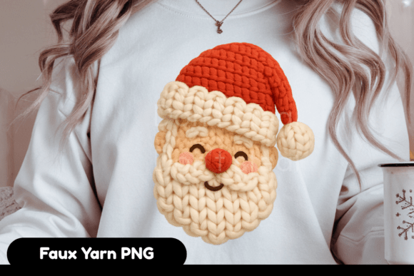 Faux Yarn Crochet Christmas Santa PNG: A Festive Illustration for Digital Sellers