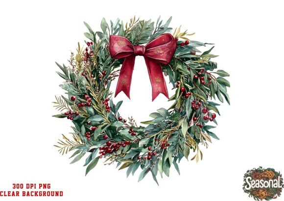 Festive Green Christmas Wreath PNG: A Must-Have Graphic Design Asset for Handmade Creators