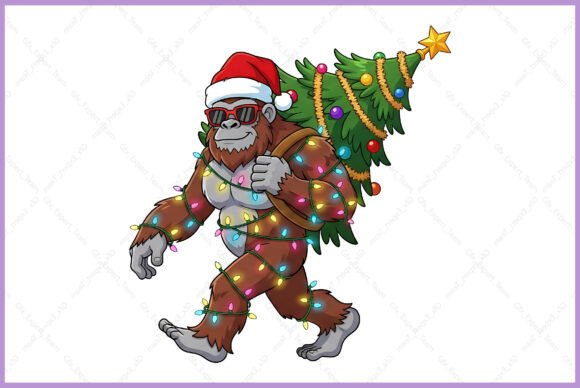 Funny Christmas Bigfoot Wear Hat PNG: A Playful Addition to Holiday Illustrations