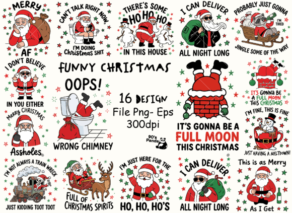 Funny Christmas Humor Bundle Png Eps Illustrations Review