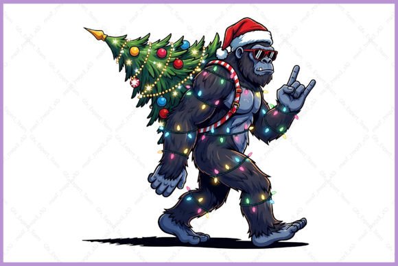 Funny Christmas Santa Bigfoot PNG: Illustrations for Holiday Content