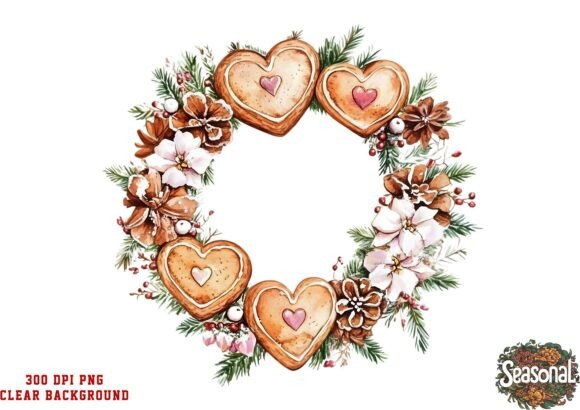 Gingerbread Love Christmas Wreath Clipart: A Visual Asset for Seasonal Content Publishing