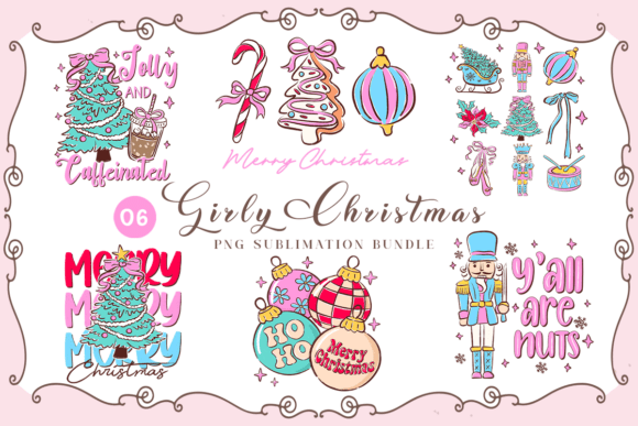 Girly Christmas PNG Sublimation Bundle: A Festive Illustrations Boost for Content Creators