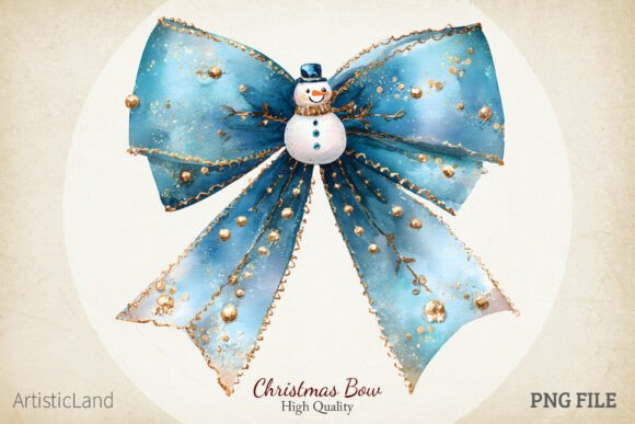 Glitter Watercolor Christmas Bow PNG: Illustrations for Branding