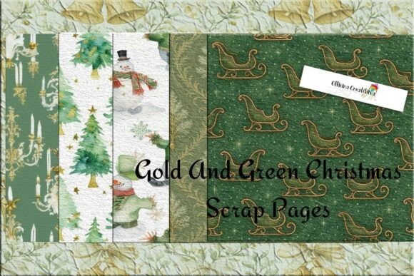 Gold and Green Christmas Illustrations Review