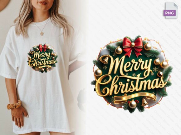 Golden Merry Christmas Text Png for Holiday Illustrations