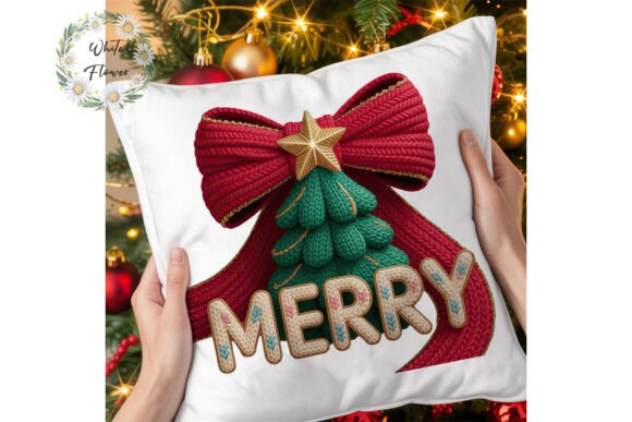 Knitted Merry Christmas PNG Clipart for Modern Illustrations