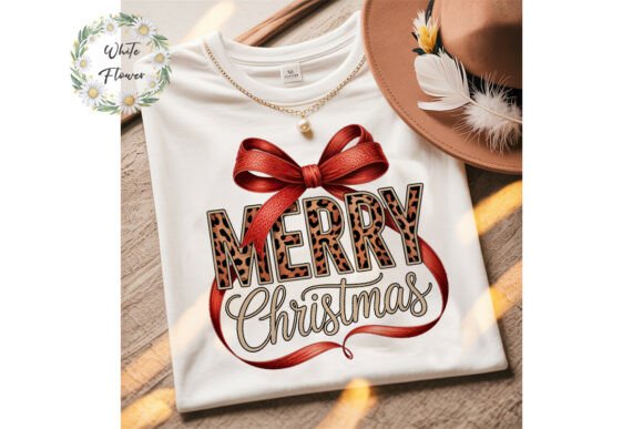 Leopard Merry Christmas Bow PNG Clipart in Illustrations