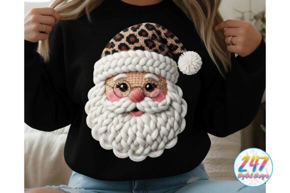 Leopard Print Santa Crochet Christmas Illustrations for Crafters
