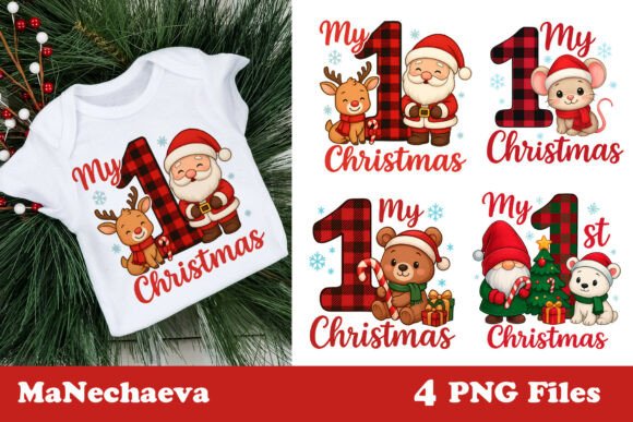 My First Christmas Red Plaid Sublimation in Illustrations