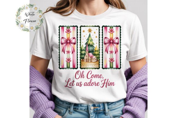 Pink Christmas Church Sublimation Design for Illustrations