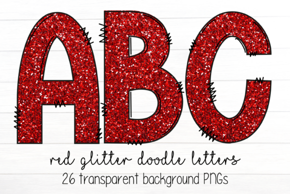 Red Glitter Christmas Doodle Font PNG: A Festive Illustration Asset for Digital Sellers