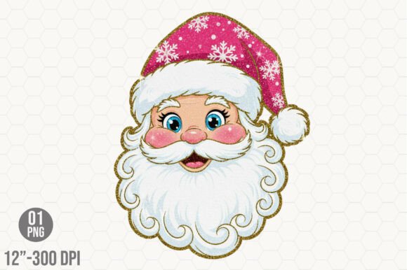 Rhinestone Diamond Christmas Santa Illustrations for Small Business Branding