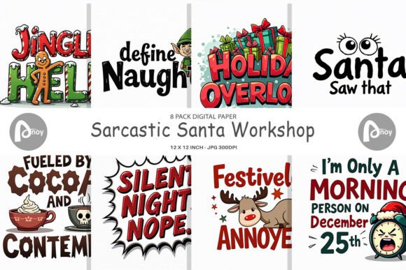 Sarcastic Christmas Quotes Digital Paper: A Bold Illustration for Modern Marketing