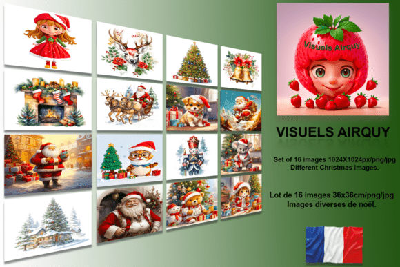 Set of 16 Different Christmas Illustrations