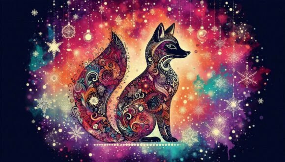 Surreal Christmas Fox Scene: A Unique Illustration for Bold Branding